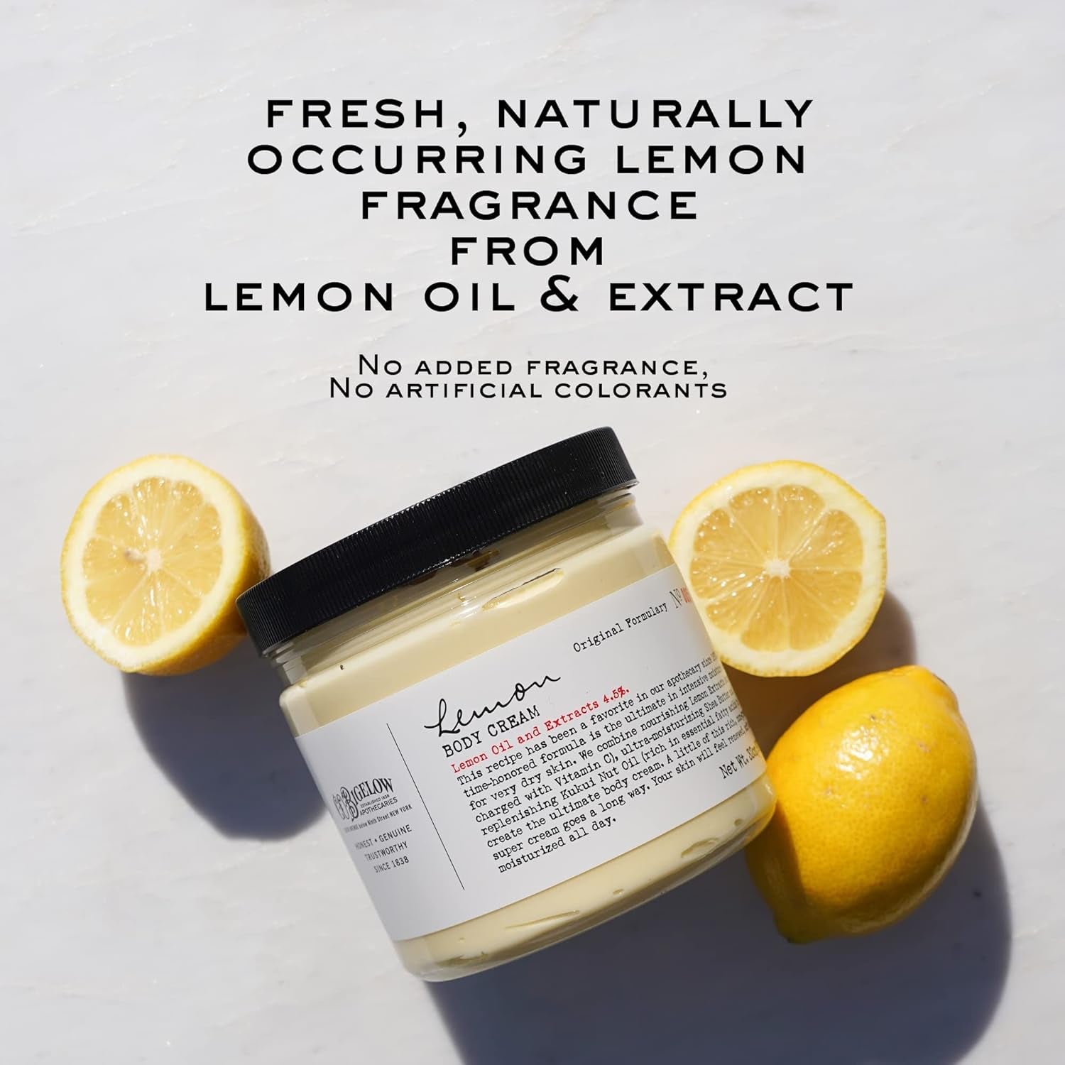 No. 005 Lemon Body Cream with Lemon Oil and Extracts, Moisturizes Dry Skin, 8 Ounces